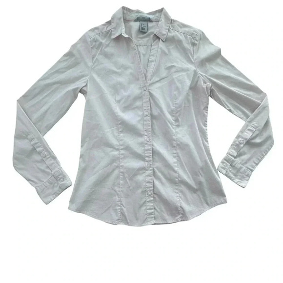 H&M Tops - H&M Women's Button Down Long Sleeve Fitted Shirt - Light Pink 6 Small
